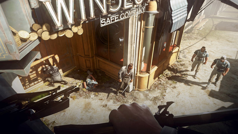 Arbalète pointée sur des gardes dans Dishonored 2 sur Xbox One