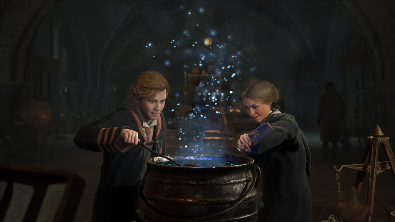 Cours de potions autour d'un chaudron dans Hogwarts Legacy sur Nintendo Switch