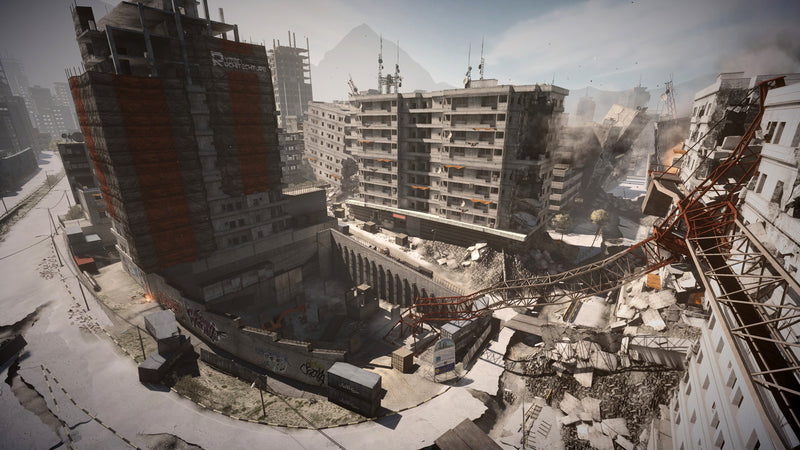 Immeubles en ruines dans une ville détruite dans Battlefield 3 sur PC