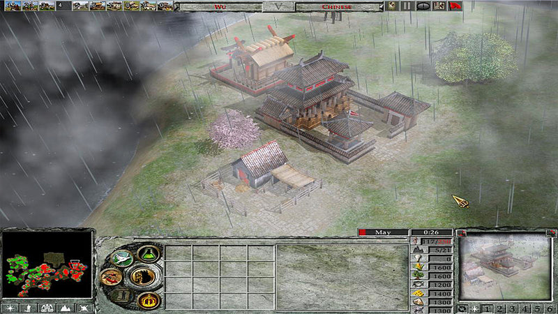 Une cité asiatique sous la pluie dans Empire Earth II sur PC