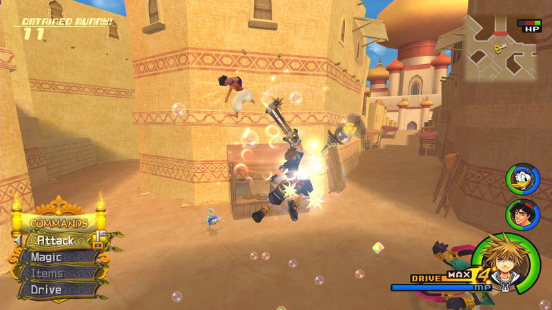 Sora en action dans les rues d'un monde désertique, Kingdom Hearts HD 1.5+2.5 ReMIX