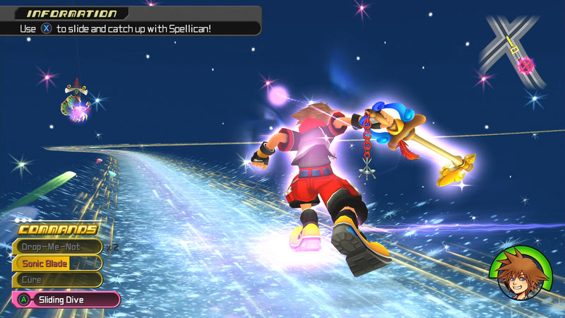Sora glisse sur un rail en Flowmotion dans Dream Drop Distance HD