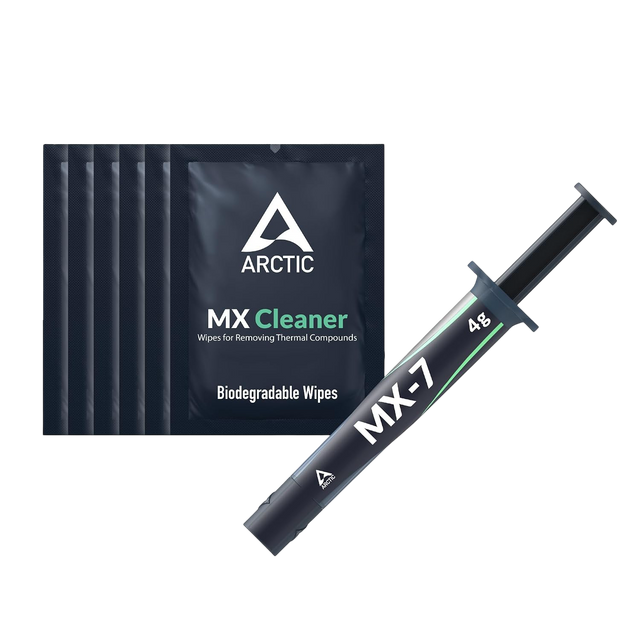 Pâte thermique Arctic MX-7 4 g avec lingettes MX Cleaner pour PC, carte graphique et PS4