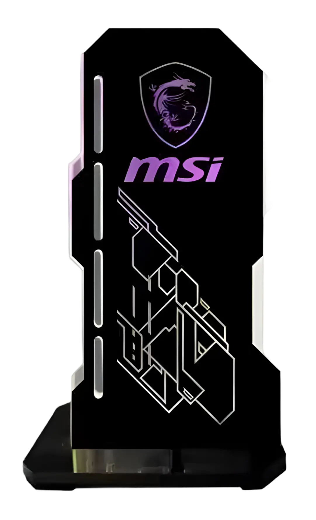 Trophée gaming MSI noir avec dragon violet luminescent dans Support GPU Image