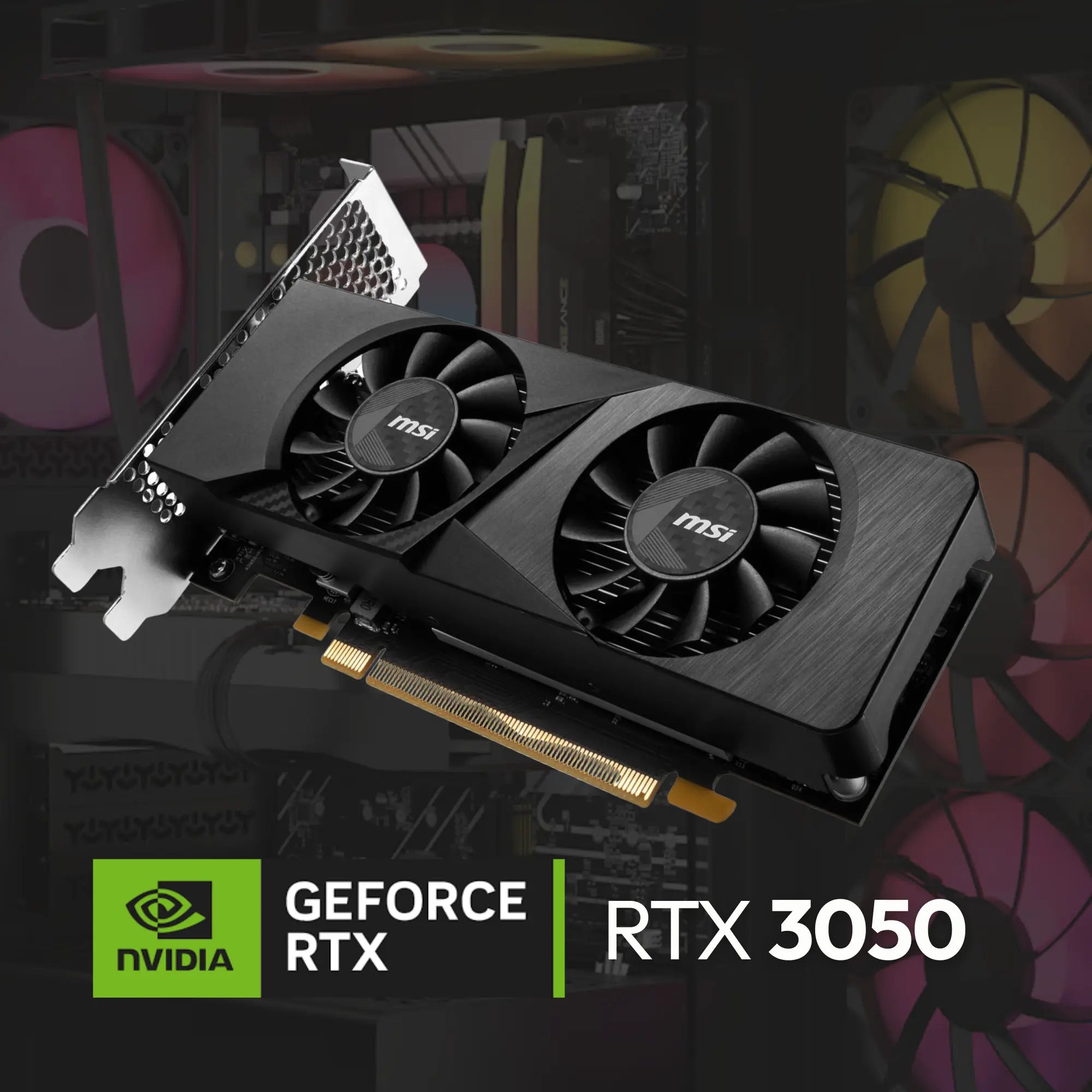 Carte graphique noire MSI GeForce RTX 3050 PC GAMER dual fans mat. Image