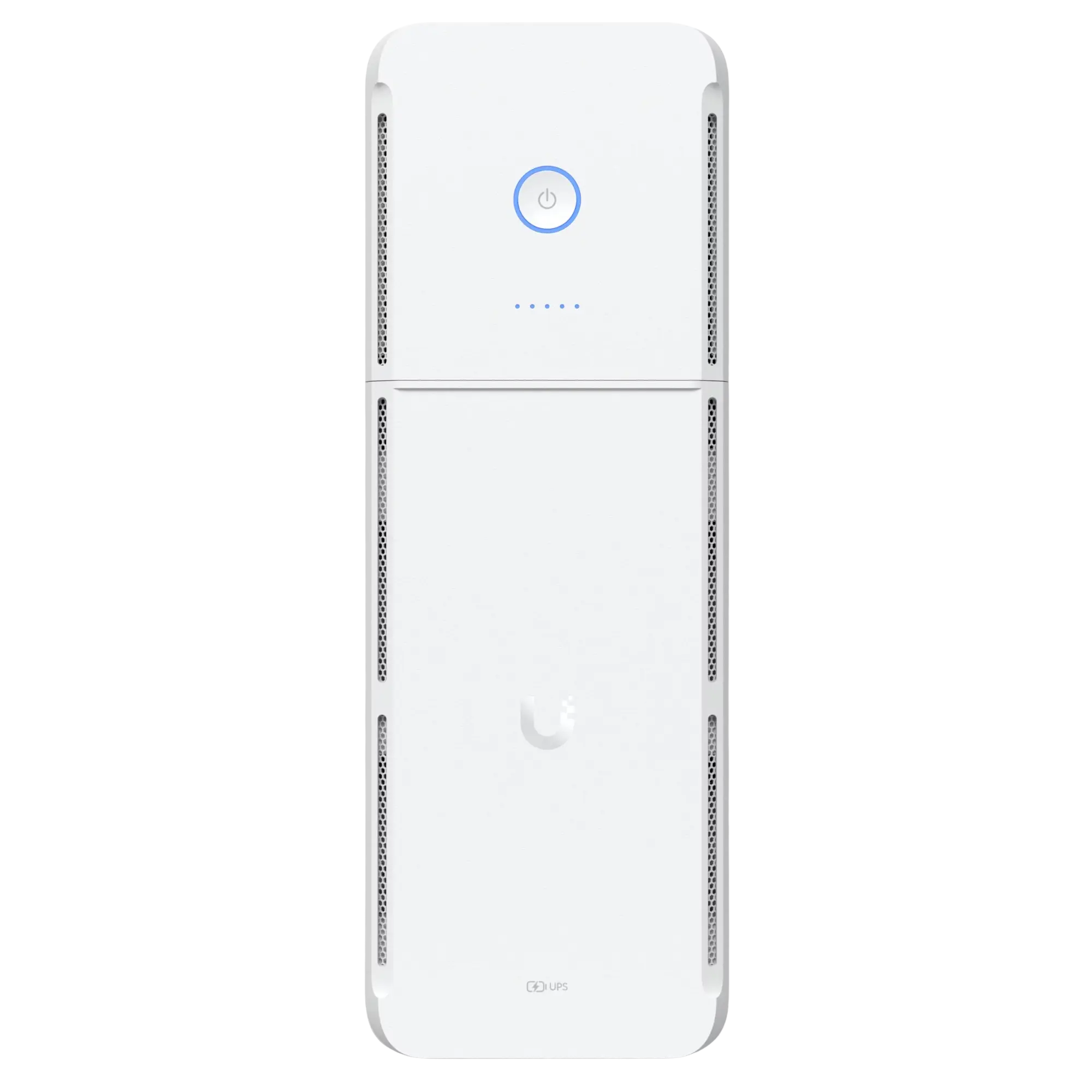 Onduleur purificateur dair blanc à design minimaliste et grilles verticales. Image