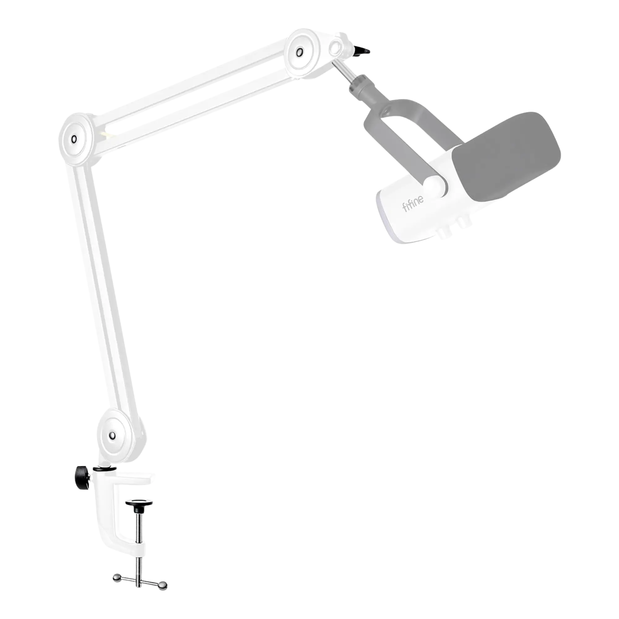 Lampe de bureau blanche réglable avec bras articulé et base à pince. Image