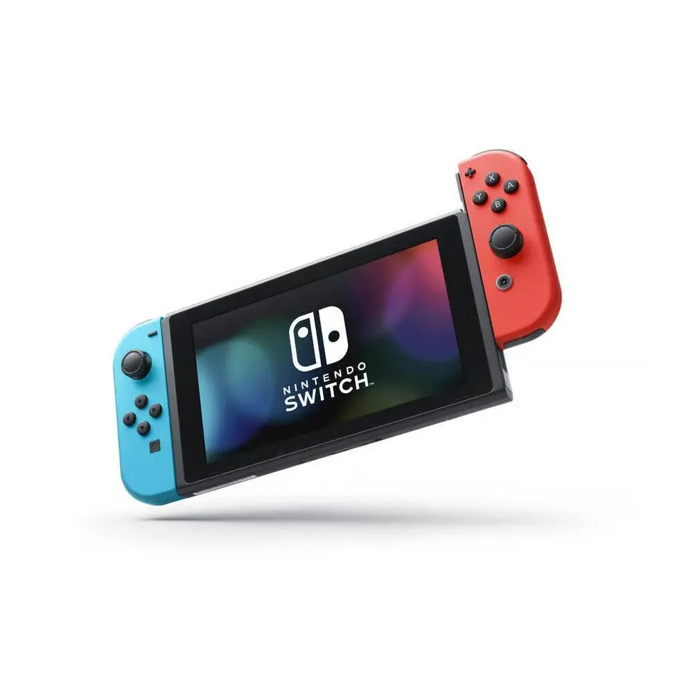 Console Nintendo Switch avec Joy-Con rouge et bleu. Image