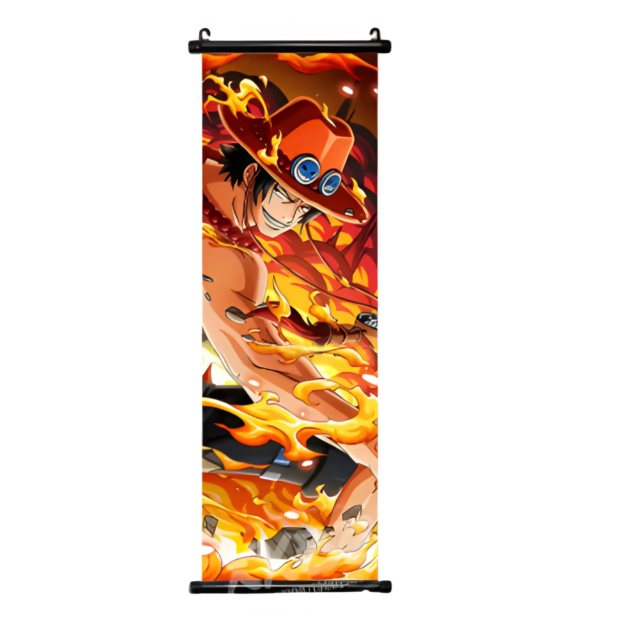 Rouleau mural Toile One Piece flammes orange vif chapeau rouge lunettes bleues Image