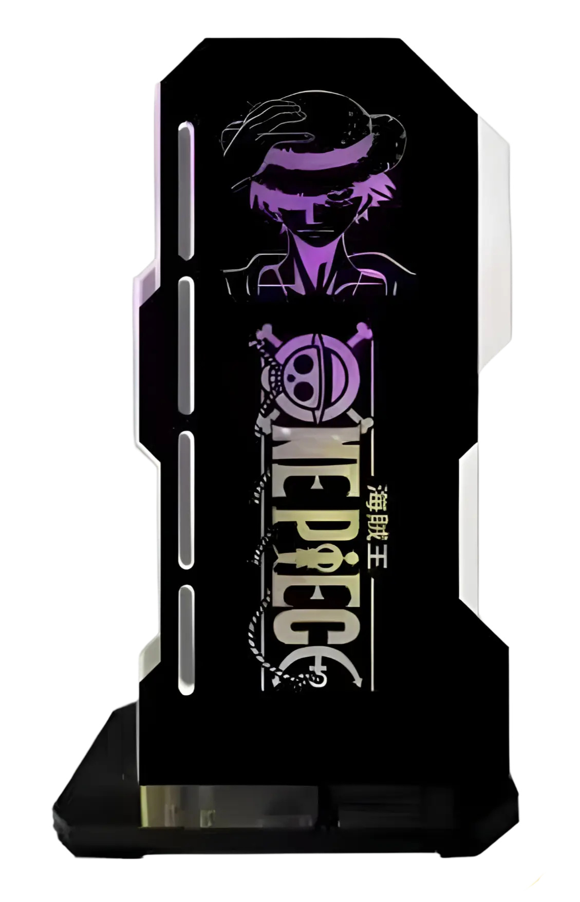 Support GPU Custom : porte-acrylique noir Luffy violet skull blanc Image