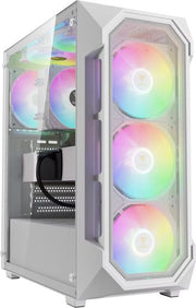 Gamdias Aura GC1 Elite RGB Blanc vue de trois quarts - Boîtier