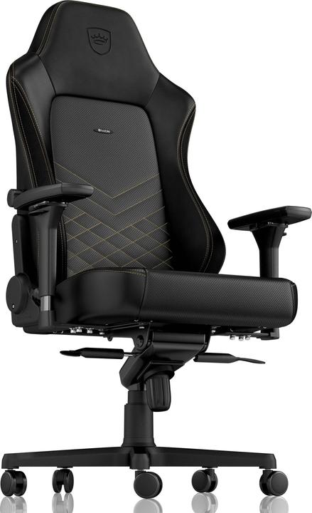 Fauteuil gamer Noblechairs Hero noir et or vue de trois quarts