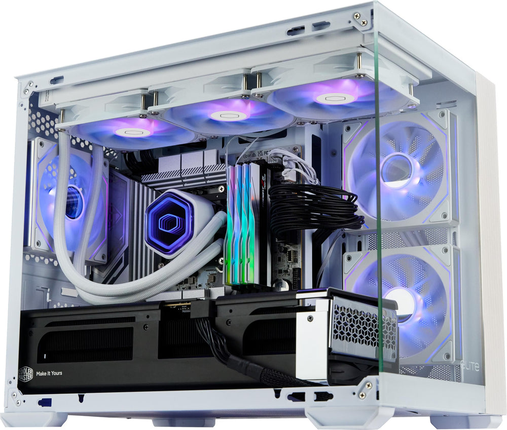 Cooler Master Elite 481 Wood Blanc vue de trois quarts