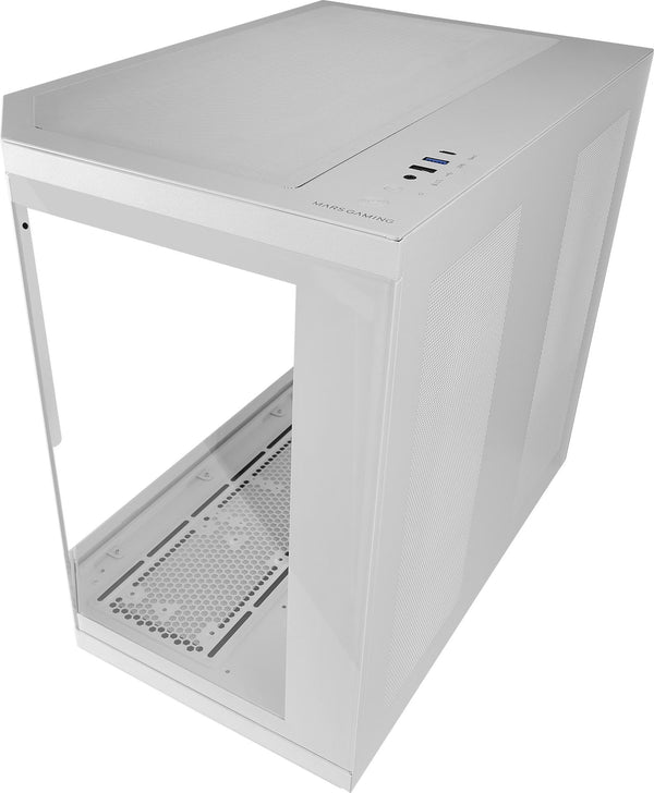 Mars Gaming MC-3T Core LCD Blanc vue de trois quarts