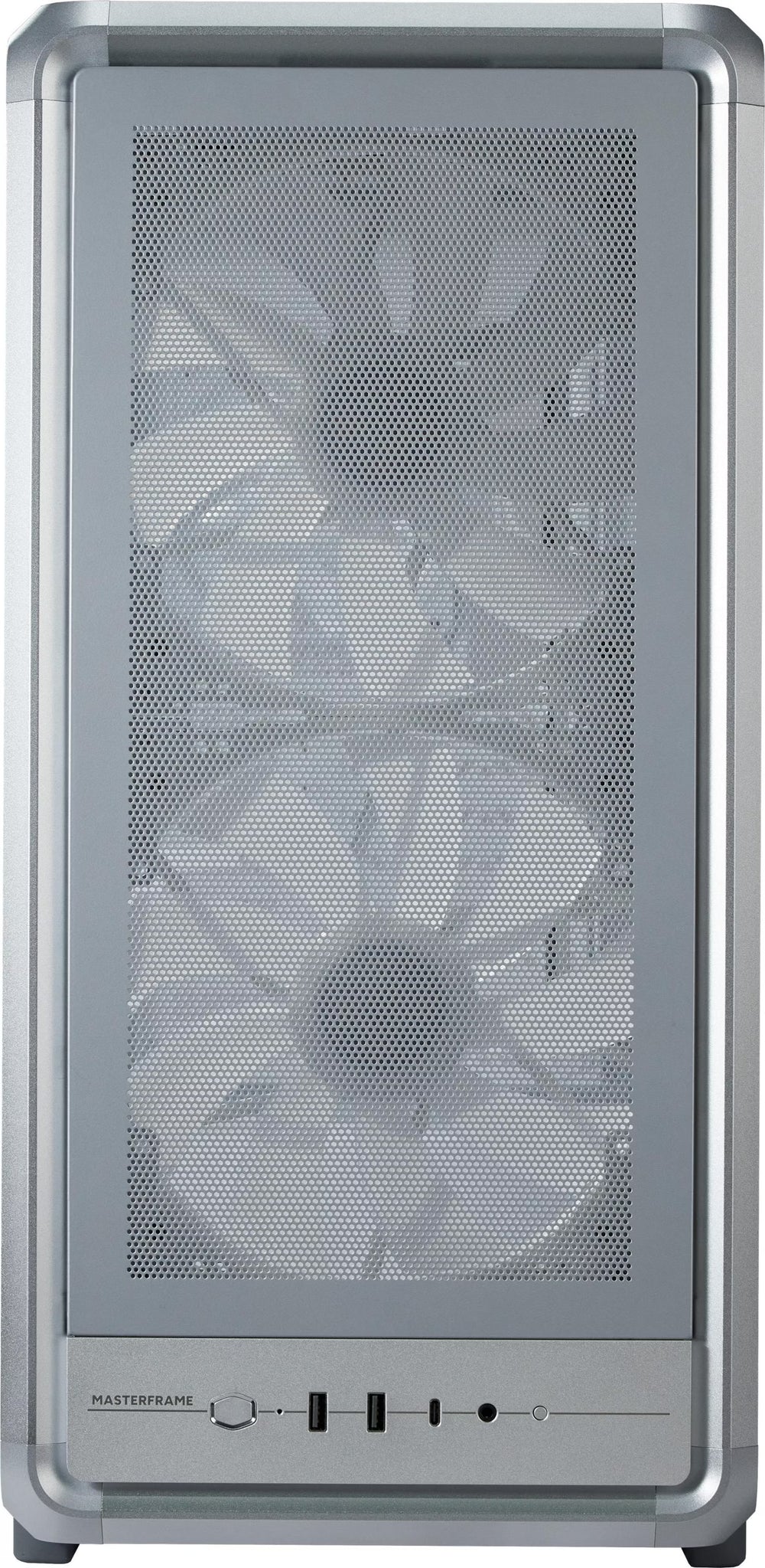 Cooler Master MasterFrame 500 Mesh Argent vue de trois quarts