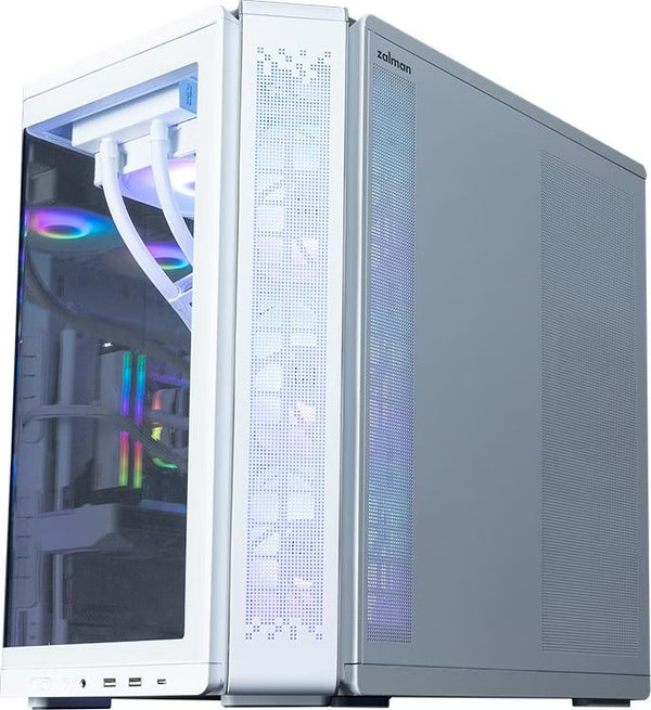 Zalman P60 ARGB Blanc vue de trois quarts