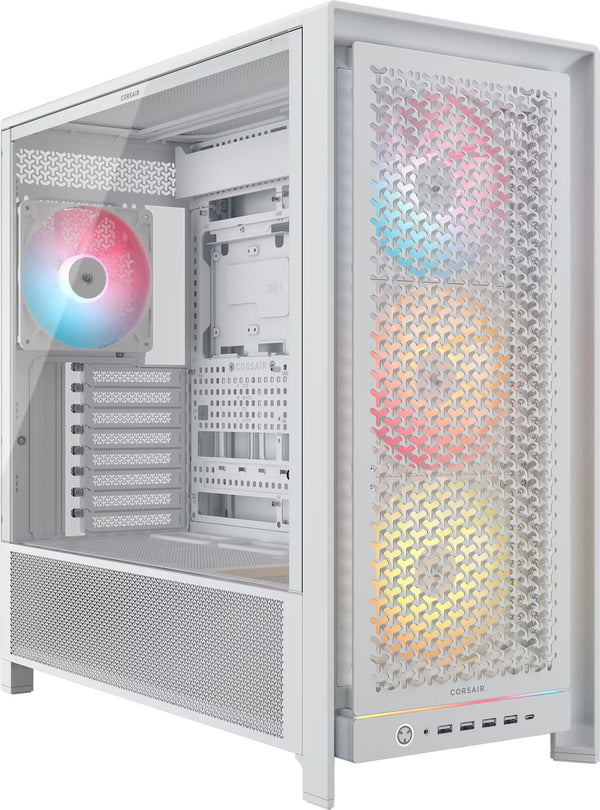 Corsair Frame 5000D RS RGB Blanc vue de trois quarts