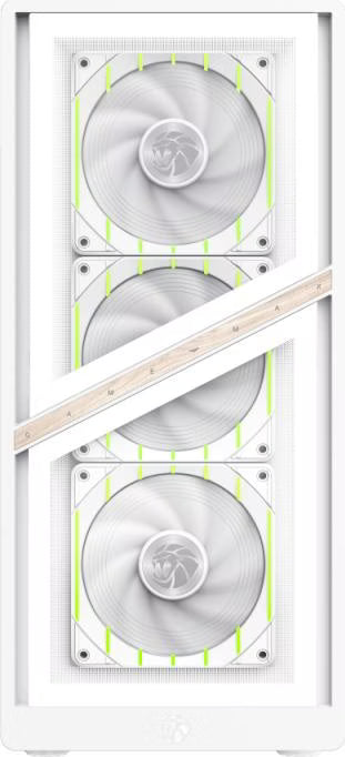 GameMax Aeris 330 RGB Blanc vue de trois quarts