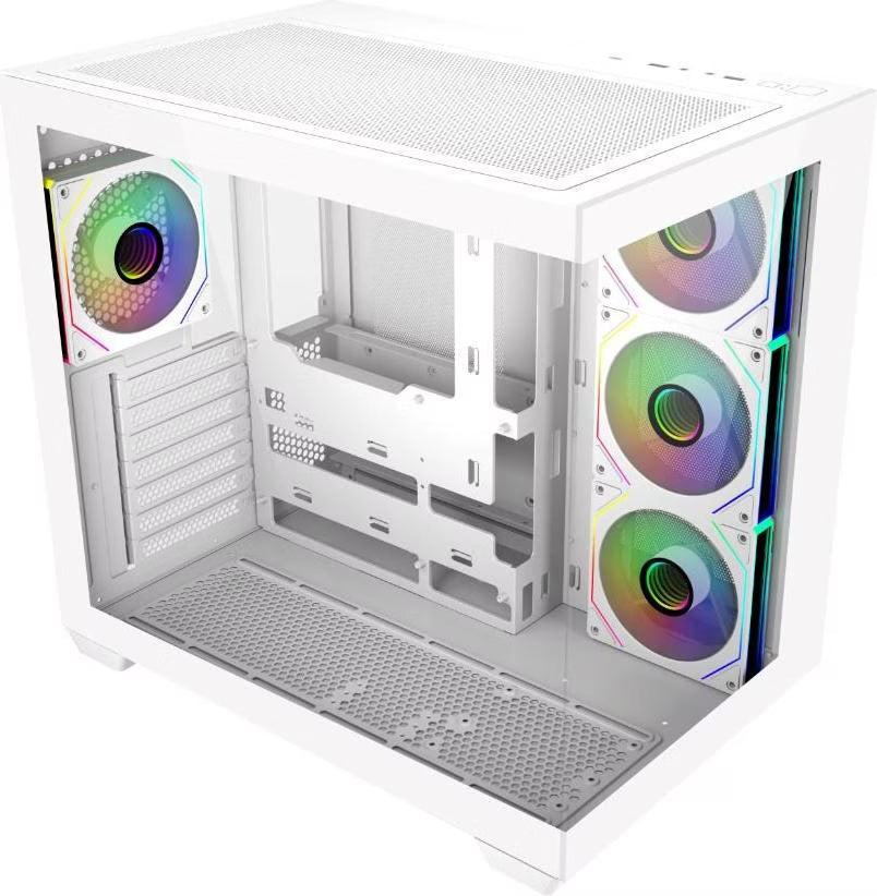 Cooler Master Elite 681 RGB Blanc vue de trois quarts