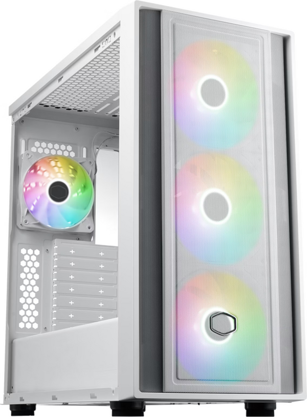 Cooler Master MasterBox 600 RGB Blanc vue de trois quarts