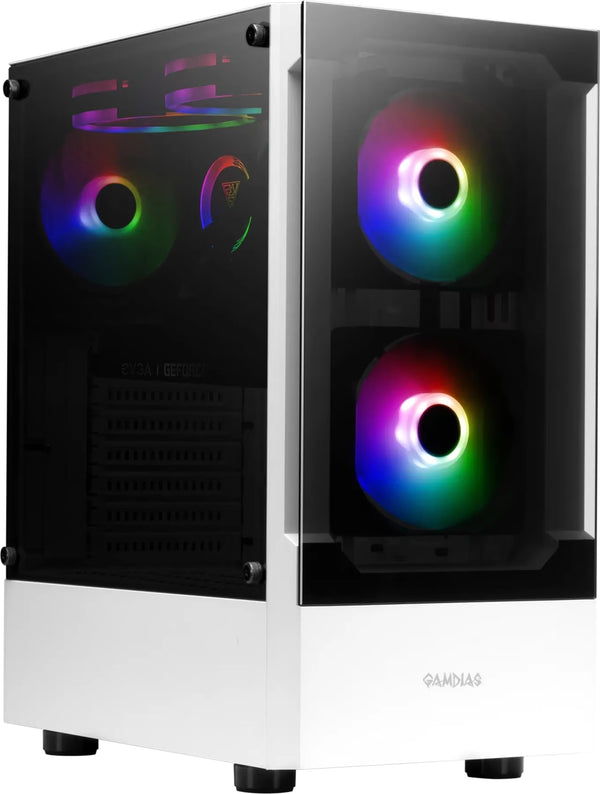 Gamdias Talos E3 RGB Blanc vue de trois quarts