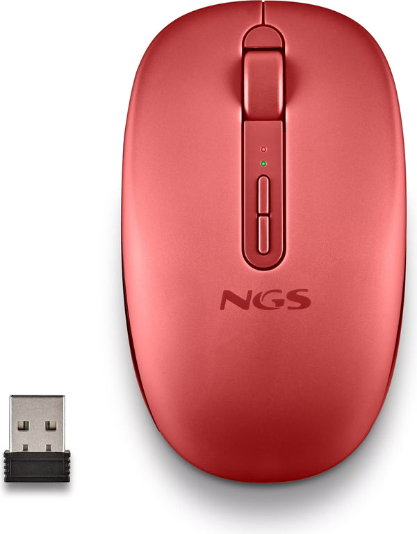 Souris sans fil NGS Fog Dual rouge avec nano récepteur USB, vue de dessus