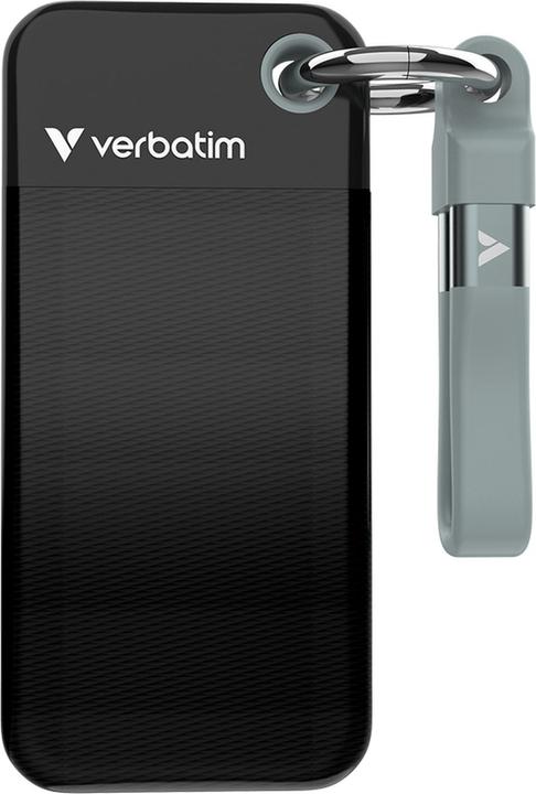 SSD externe Verbatim Pocket 256 Go noir avec dragonne grise