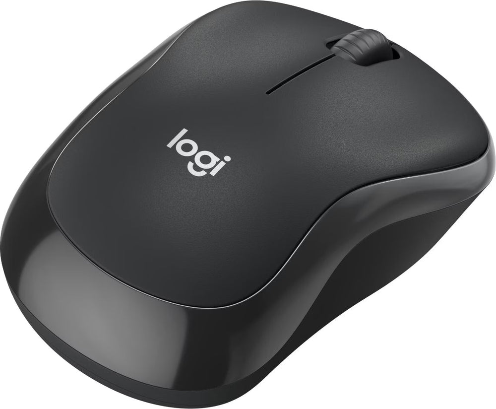 Souris sans fil Bluetooth Logitech M240 Silent graphite, vue de dessus avec logo Logi