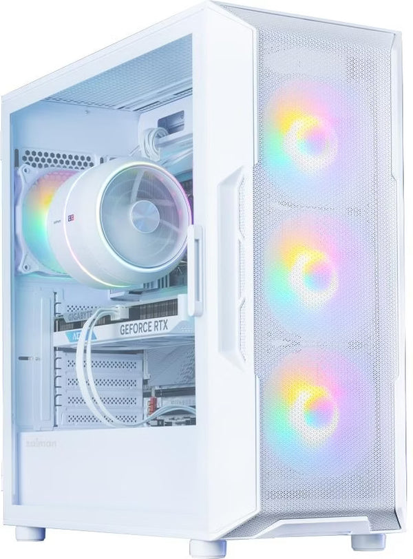 Zalman i3 Neo V2 RGB Blanc vue de trois quarts