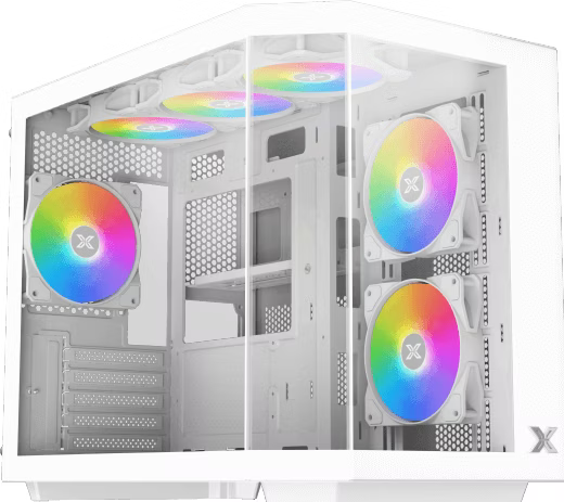 Xigmatek Cubi M RGB Blanc vue de trois quarts