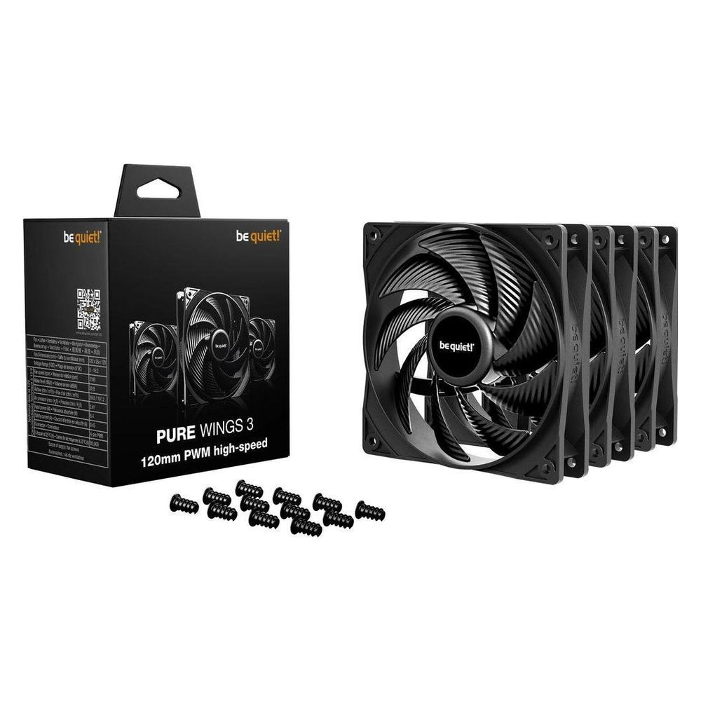 Lot de 3x be quiet! Pure Wings 3 Haute vitesse PWM 12cm Noir : ventilateur de boîtier
