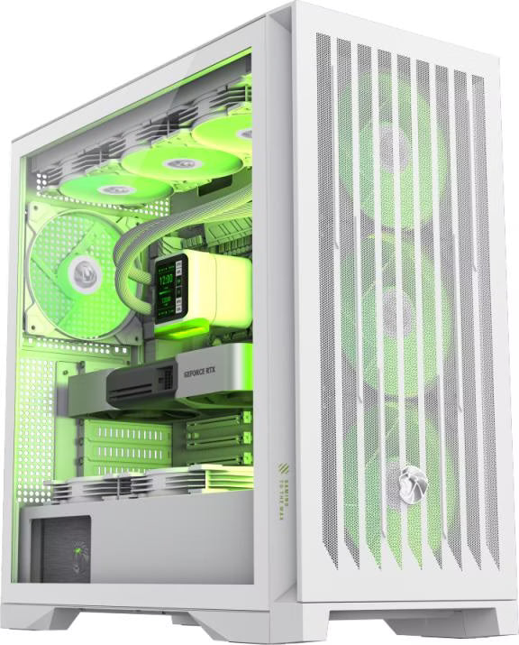 GameMax Leader 2 RGB Blanc vue de trois quarts