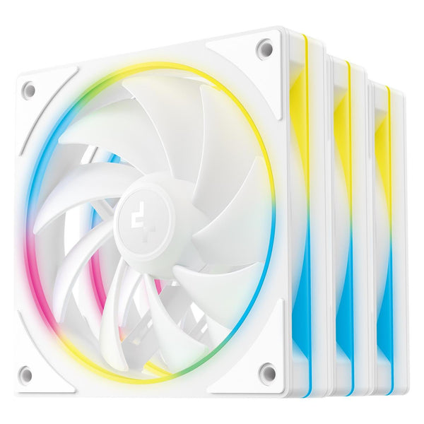 Lot de 3x DeepCool FL12 SE Reverse RGB 12cm Blanc : ventilateur de boîtier