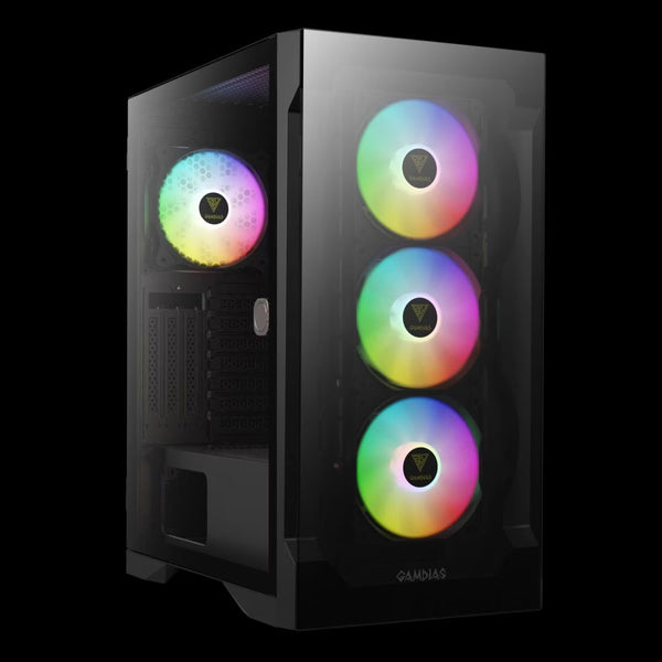 Gamdias Talos E2 Elite RGB Noir vue de trois quarts
