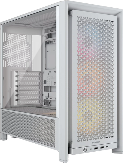 Boîtier blanc Corsair Frame 4000D RS ARGB avec panneau mesh et LED arc-en-ciel