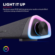 Barre de son gaming Trust G620 noire texturée avec éclairage RGB arc-en-ciel
