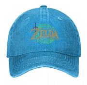 Casquette Zelda Ocarina of Time bleu vieilli logo or et vert