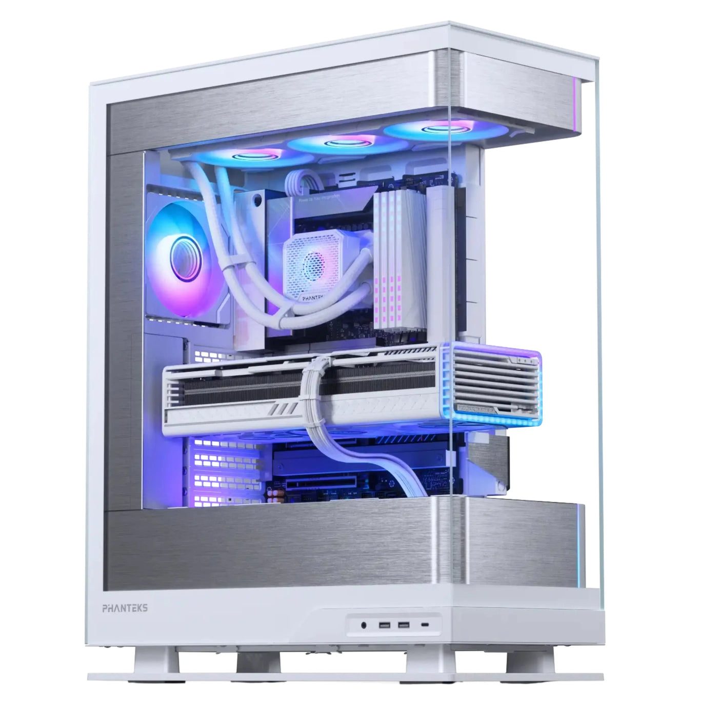 PC Gamer Streaming Pro x Phanteks Blanc avec panneau latéral transparent et éclairage RGB interne