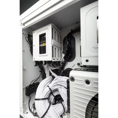 Boîtier gestion câbles blanc Force 2 avec fentes verticales dans Corsair Crystal 280X RGB TG white