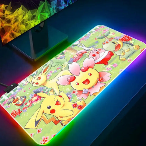 Tapis de Souris Gaming RGB Pokémon - tortipouss & phyllali — dans le même univers que Fauteuil Gamer AeroCool Crown – Noir et Rouge