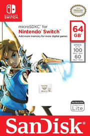 Carte Micro SD 64Go SanDisk Nintendo Switch Zelda design blanc sleek