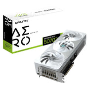 Carte graphique Gigabyte GeForce RTX 5070 Ti AERO OC 16 Go argent et blanc à ventilateurs transparents - Carte Graphique