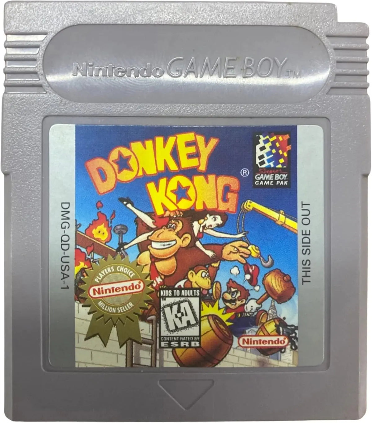 Cartouche originale Donkey Kong Game Boy grise avec label coloré