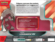 Dos de la boîte booster Pokémon JCC Lougaroc-ex Écarlate & Violet avec Lougaroc rouge et gris aux yeux roses