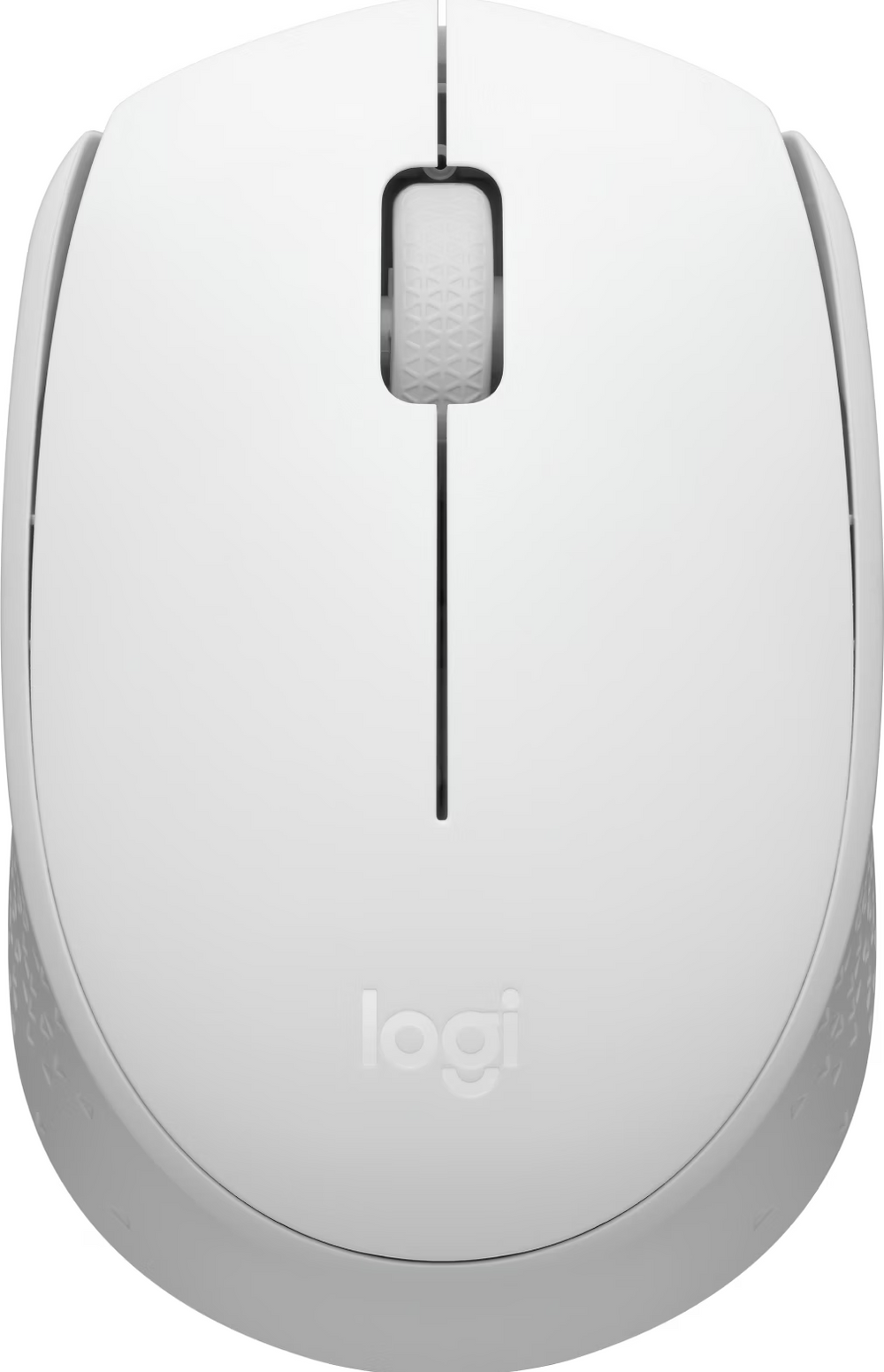 Souris sans fil Logitech M171 blanche, vue de dessus avec logo Logi