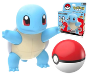 Figurine Pokémon Carapuce bleu et beige avec yeux rouges et Poké Ball