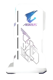 Boîtier PC Aorus blanc support GPU 5V 3-pin RGB, design angulaire sleek