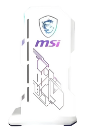 Tour MSI Blanc Support GPU 5V 3Pin RGB, design angulaire avec accents violets