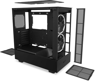 NZXT H5 Elite Black : boîtier tour milieu mat noir avec panneaux intégrés