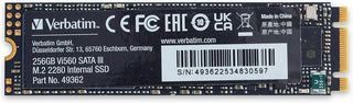 Disque SSD Verbatim Vi560 256Go SATA III M.2 2280 étiquette noire contacts or